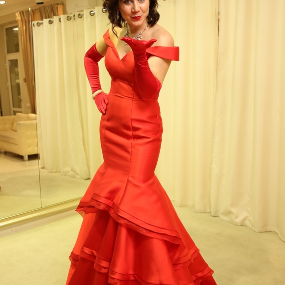 Jovani off the shoulder mermaid evening gown - Picture 3 of 8